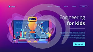 Engineering for kids concept landing page.