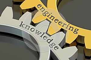 Engineering Knowledge concept on the gearwheels, 3D rendering