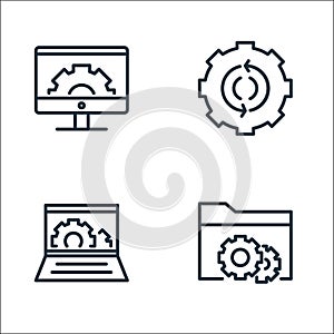 engineering line icons. linear set. quality vector line set such as file management, engineering, gear