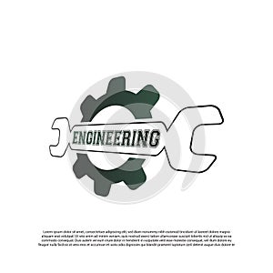 Engineering logo with gear and wrench concept. mechanic sign or symbol. technology icon -vector