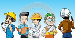 Engineering man character cartoon illustration