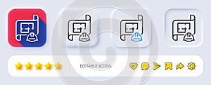 Engineering plan line icon. Technical documentation sign. Neumorphic buttons. Vector