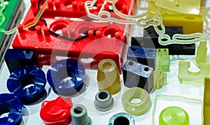 Engineering plastics. Plastic material used in manufacturing industry. Global engineering plastic market concept. Polyurethane photo