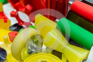 Engineering plastics. Plastic material used in manufacturing industry. Global engineering plastic market concept. Polyurethane