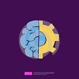 engineering related doodle with brain and gear symbol. artificial intelligence AI concept for inspiration, development,