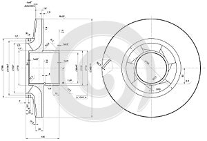 Engineering sketch of wheel with span