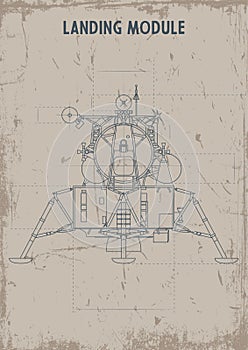 Landing Module Old Drawings Stylization, Dirty Texture Paper photo