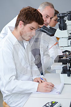 engineering students working in lab