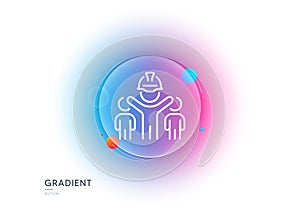 Engineering team line icon. Engineer or architect group sign. Gradient blur button. Vector