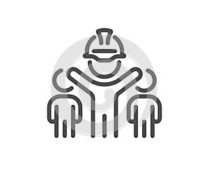 Engineering team line icon. Engineer or architect group sign. Vector