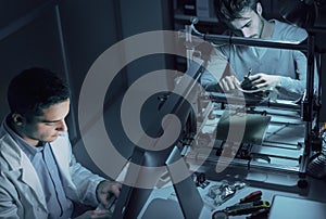 Engineering team working in the lab