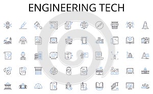 Engineering tech line icons collection. Intrusive, Meddlesome, Nosy, Prying, Interfering, Snooping, Gossipy vector and photo