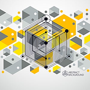Engineering technological yellow vector 3D wallpaper made with c