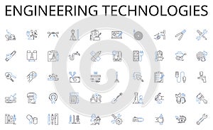Engineering technologies line icons collection. Home, Refuge, Abode, Domicile, Housing, Dwelling, Residence vector and