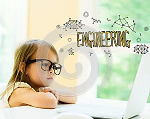 Engineering text with little girl