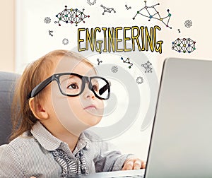 Engineering text with toddler girl