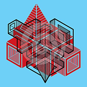 Engineering three-dimensional construction, abstract trig