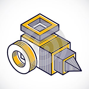 Engineering three-dimensional construction, abstract trig