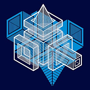 Engineering three-dimensional construction, abstract trig