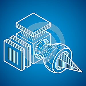 Engineering three-dimensional construction, abstract vector trig