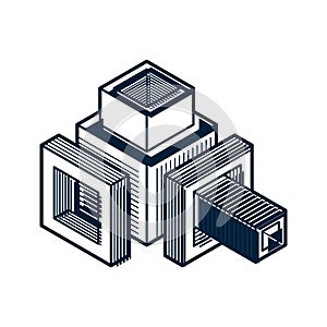 Engineering three-dimensional construction, abstract vector trig