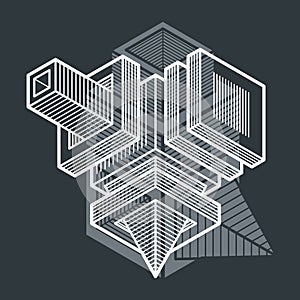 Engineering three-dimensional construction, abstract vector trig