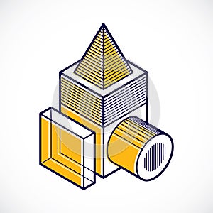 Engineering three-dimensional construction, abstract vector trig