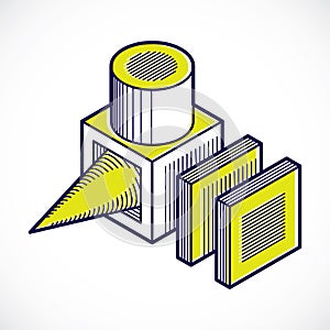 Engineering three-dimensional construction, abstract vector trig