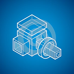 Engineering three-dimensional construction, abstract vector trig