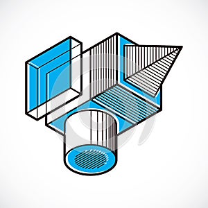 Engineering three-dimensional construction, abstract vector trig