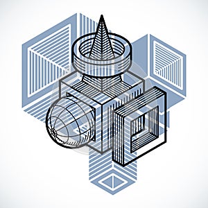 Engineering three-dimensional construction, abstract vector trig