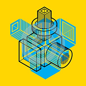 Engineering three-dimensional construction, abstract vector trig