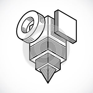 Engineering three-dimensional construction, abstract vector trig