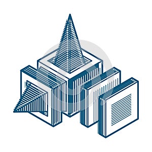 Engineering three-dimensional construction, abstract vector trig