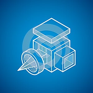 Engineering three-dimensional construction, abstract vector trig