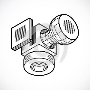 Engineering three-dimensional construction, abstract vector trig