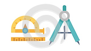 Engineering Tools, Compass and Protractor Icon, vector design Generative AI