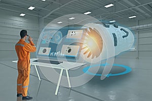 Engineering use augmented mixed virtual reality integrate artificial intelligence combine deep, machine learning, digital twin, 5G photo