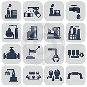 Engineering vector icons set on gray