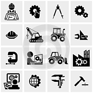 Engineering vector icons set on gray