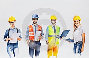 Engineers day watercolor Illustration background. Labors day watercolor Illustration background. Greeting for 15 September