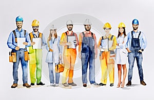 Engineers day watercolor Illustration background. Labors day watercolor Illustration background. Greeting for 15 September