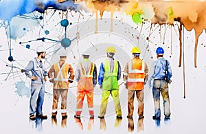 Engineers day watercolor Illustration background. Labors day watercolor Illustration background. Greeting for 15 September