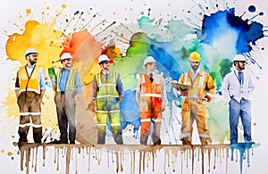 Engineers day watercolor Illustration background. Labors day watercolor Illustration background. Greeting for 15 September