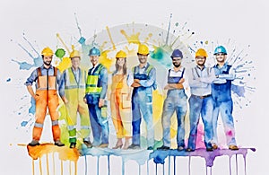 Engineers day watercolor Illustration background. Labors day watercolor Illustration background. Greeting for 15 September