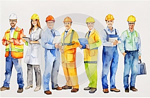 Engineers day watercolor Illustration background. Labors day watercolor Illustration background. Greeting for 15 September