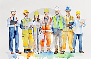 Engineers day watercolor Illustration background. Labors day watercolor Illustration background. Greeting for 15 September