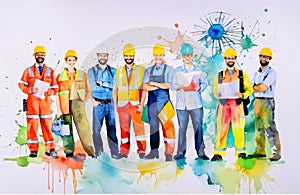 Engineers day watercolor Illustration background. Labors day watercolor Illustration background. Greeting for 15 September