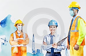 Engineers day watercolor Illustration background. Labors day watercolor Illustration background. Greeting for 15 September