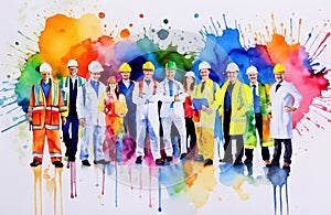 Engineers day watercolor Illustration background. Labors day watercolor Illustration background. Greeting for 15 September